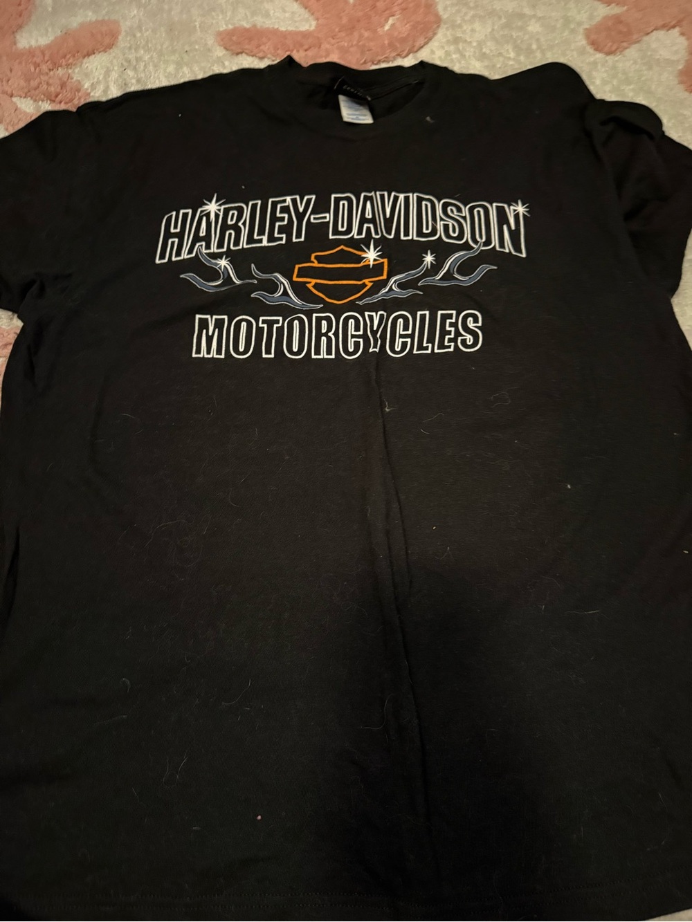 Harley-Davidson Black T‑Shirt with White and Orange Logo